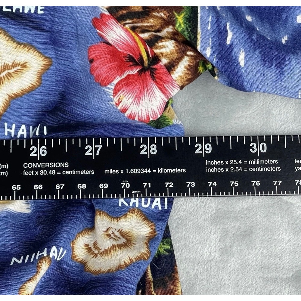 RJC Hawaiian Shirt Mens 4XL Blue Excellent Island Map Hibiscus Aloha 102C - Picture 4 of 6